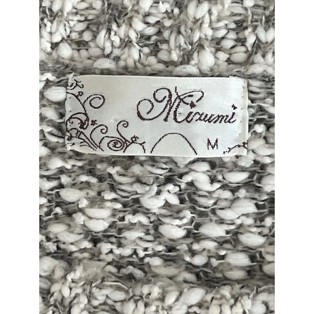 Mizumi Tan Ivory Knit Sweater w/ Lace Hem Fall/Winter Cottagecore Fashion Size M